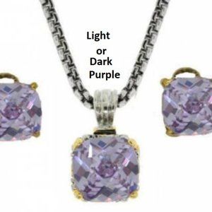 Necklace light or purple pendant earring NWT